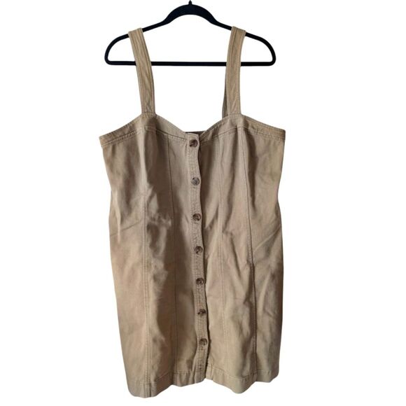Banana Republic New British Khaki Tan Seamed Safari Button Front Dress Size 16 - Picture 1 of 6